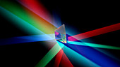 Revolving prism in coloured lights
