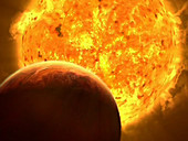 Red giant Sun engulfing Earth
