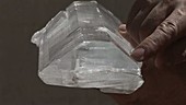 Examining a selenite crystal