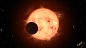 Super-Earth exoplanet transiting its star