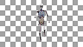 Male body with organs, running