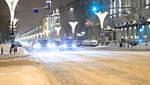 City traffic in snow