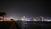 Skyline of Doha, Qatar, timelapse