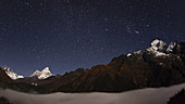 Night sky over Himalayas, timelapse