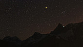 Orion setting over mountains, timelapse