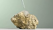 Limestone reacting with acid