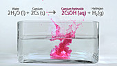 Caesium reacting with water, high-speed
