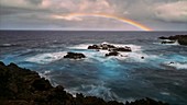 Rainbow over the sea, timelapse
