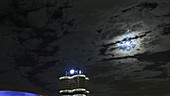 Moon corona in cloud, timelapse