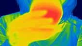 Drinking hot liquid, thermogram footage