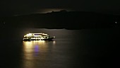 Boats at night in Santorini