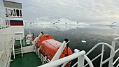 Antarctic transport ship and coast
