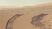 Tracks of the Curiosity rover on Mars