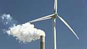 Wind turbine and coal plant