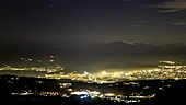 Alpine town at night, timelapse