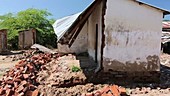 House destroyed by flooding, Malawi