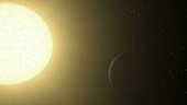 Exoplanet 55 Cancri orbiting star, animat