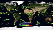 Global precipitation, satellite map