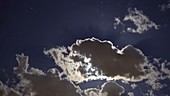 Moonlit clouds at night, timelapse