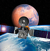 ExoMars spacecraft with Earth and Mars