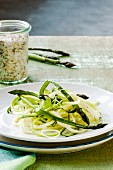 Asparagus salad with courgette spaghetti