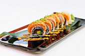 Rainbow sushi with salmon