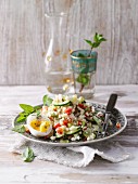 Cauliflower tabbouleh with eggs and mint
