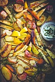 Oven-cooked vegetables with chives