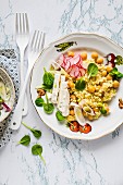 Millet chickpea salad with feta