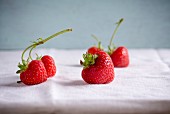 Strawberries on a white tablecloth