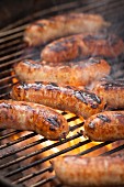 Grilled sausages on a grill