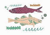 Zwei ganze Fische (Illustration)