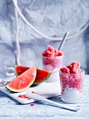 Watermelon and ginger granita with coconut yoghurt