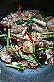 Nuea Pad Nam Manhoy (beef with shiitake mushrooms in oyster sauce, Thailand)
