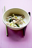 Tom Khaa Gai (spicy-sour soup with chicken and coconut milk, Thailand)