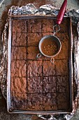 Brownies mit Kakaopulver in der Backform