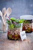 Bean and tomato salad in a glass