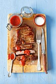Grilled entrecôte with strawberry ketchup