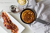 Pancakes with bacon and maple syrup