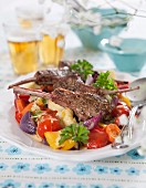 Lamb chops with vegetables