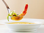 Soup with prawns and vegetables