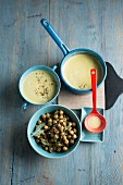 Cream of bean soup with sage chickpeas
