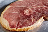 Traditionally cured country ham steak from Broadbent in Kentucky, USA