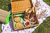 A picnic basket in the grass