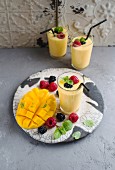 Mango and berry smoothies
