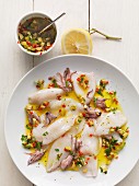 Calamari with olive marinade