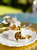 Small fruit cake with candied fruits and pistachios