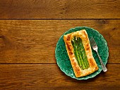 Puff pastry tart with asparagus and Caerphilly