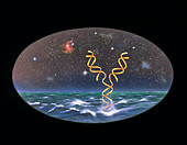 Artist's impression of the origin of life on Earth