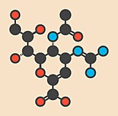 Zanamivir influenza drug molecule